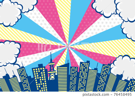 漫畫藝術風格彩色背景城市框架素材 漫畫藝術風格彩色背景城市框架素材 76458495