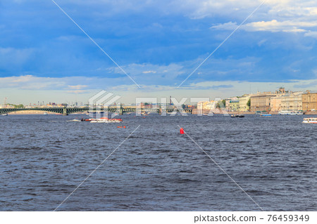 View of the Neva river in St. Petersburg, Russia View of the Neva river in St. Petersburg, Russia 76459349