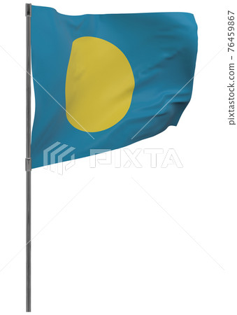 Palau flag on pole isolated 76459867