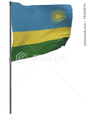 Rwanda flag on pole isolated 76459874