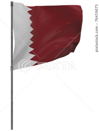 Qatar flag on pole isolated 76459875