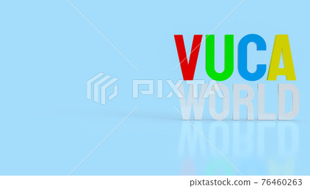 The text  vuca world or Volatility, uncertainty, complexity and ambiguity 3d rendering 76460263