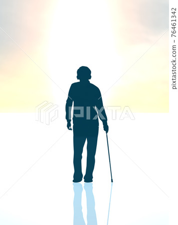 Future of elderly men Silhouette whole body CG illustration vertical 76461342