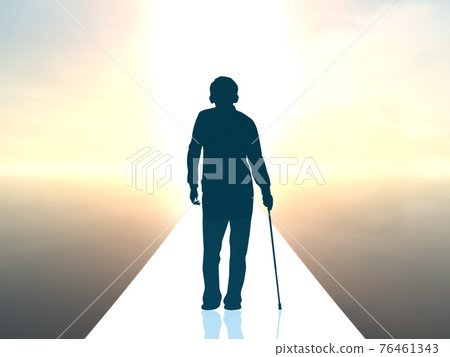 Future of elderly men Silhouette whole body 1pondo CG illustration side 76461343