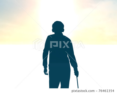 Future of elderly men Silhouette upper body CG illustration side 76461354