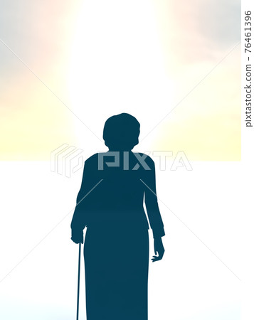 老年婦女的未來剪影上半身 Cg 插圖垂直 老年婦女的未來剪影上半身 Cg 插圖垂直 76461396