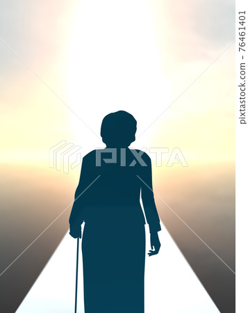 Future of elderly women Silhouette upper body 1pondo CG illustration vertical Future of elderly women Silhouette upper body 1pondo CG illustration vertical 76461401
