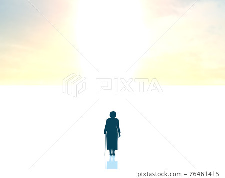 Future of elderly women Silhouette small CG illustration side 76461415