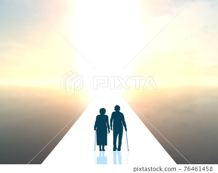Future of elderly men and women Silhouette small 1pondo CG illustration side 76461458