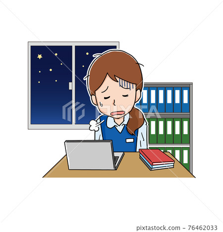 Female employees sighing overtime Female employees sighing overtime 76462033