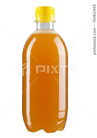 Plastic bottle of beer isolated on white background. Full depth of field.  76462949