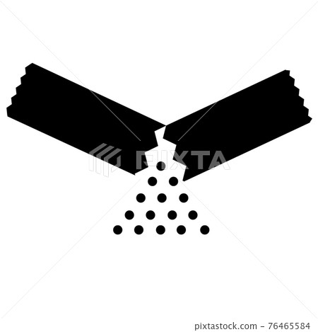 packet soluble powder icon on white background. open paper sachet sign. flat style. soluble medication symbol.  76465584