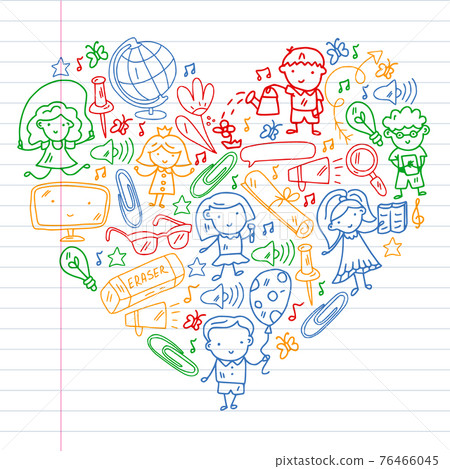 Happy school teens. Online education. E-learning. 76466045