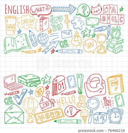 Young kids. School children. English courses. English language. 76466216