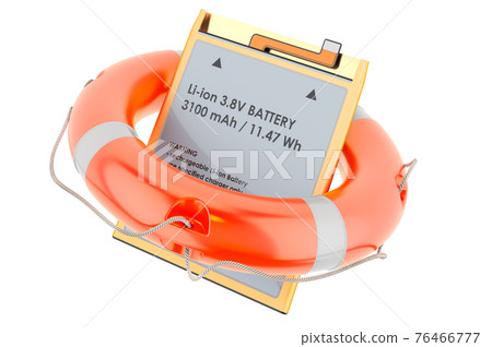 Lithium Ion Cell Phone Battery with lifebelt, 3D rendering 76466777