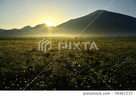Asahi on Senjogahara Watasuge and Mt. Nantai in Asagiri 76467237