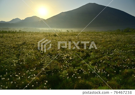 Asahi on Senjogahara Watasuge and Mt. Nantai in Asagiri 76467238