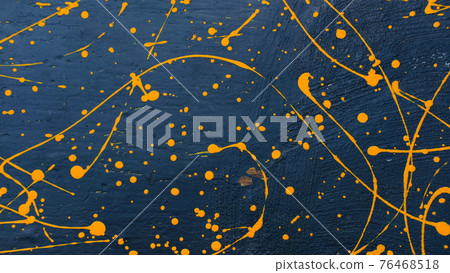 abstract oil color yellow color splatter paint on dark blue texture background. color paint texture background design 76468518