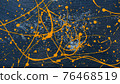 abstract oil color yellow color splatter paint on dark blue texture background. color paint texture background design 76468519