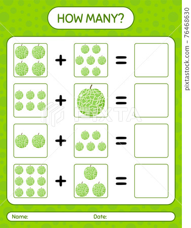 How many counting game with melon. worksheet for preschool kids, kids activity sheet, printable worksheet How many counting game with melon. worksheet for preschool kids, kids activity sheet, printable worksheet 76468630