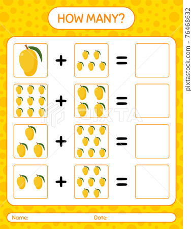 How many counting game with mango. worksheet for preschool kids, kids activity sheet, printable worksheet 76468632