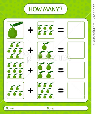 How many counting game with kaffir lime. worksheet for preschool kids, kids activity sheet, printable worksheet 76468636