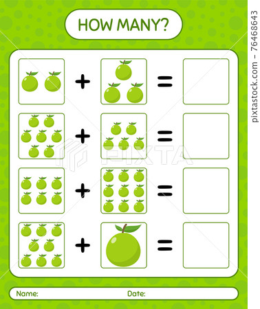 How many counting game with guava. worksheet for preschool kids, kids activity sheet, printable worksheet How many counting game with guava. worksheet for preschool kids, kids activity sheet, printable worksheet 76468643