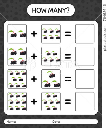 How many counting game with elderberry. worksheet for preschool kids, kids activity sheet, printable worksheet 76468646