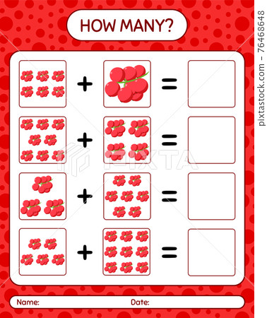 How many counting game with redberry. worksheet for preschool kids, kids activity sheet, printable worksheet How many counting game with redberry. worksheet for preschool kids, kids activity sheet, printable worksheet 76468648