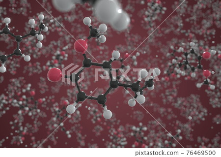 Molecule of eugenol, ball-and-stick molecular model. Scientific 3d rendering 76469500