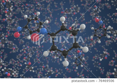 Nitrosobenzene molecule, ball-and-stick molecular model. Chemical 3d rendering Nitrosobenzene molecule, ball-and-stick molecular model. Chemical 3d rendering 76469506