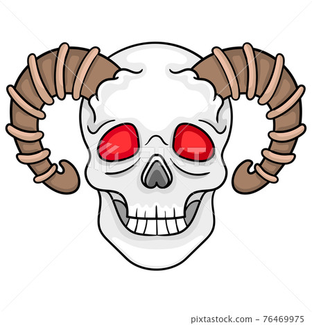 spooky skull with a vengeful red eyed horn spooky skull with a vengeful red eyed horn 76469975