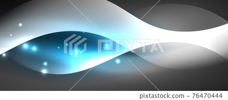 Shiny glowing neon wave, light lines abstract background. Magic energy and motion concept. Vector wallpaper template 76470444