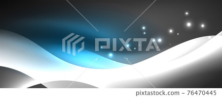 Shiny glowing neon wave, light lines abstract background. Magic energy and motion concept. Vector wallpaper template 76470445