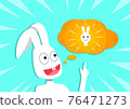 Rabbit get new idea, vector cartoon 76471273