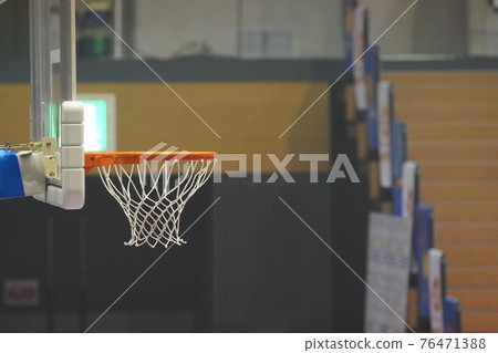 Goal net at the moment when the shot basketball enters the goal Goal net at the moment when the shot basketball enters the goal 76471388