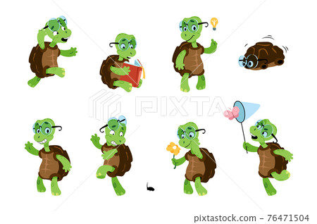 Cartoon turtle. Green child tortoise. Baby... - Stock Illustration  [76471504] - PIXTA