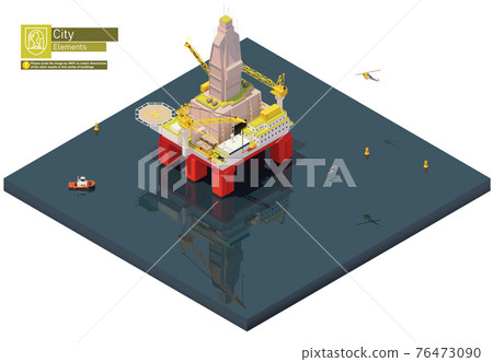 Vector isometric offshore drilling rig or oil platform 76473090
