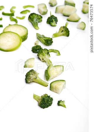 Handmade frozen semi-finished vegetable preparation. Chopped vegetables for quick cooking. The vegan diet Handmade frozen semi-finished vegetable preparation. Chopped vegetables for quick cooking. The vegan diet 76473574