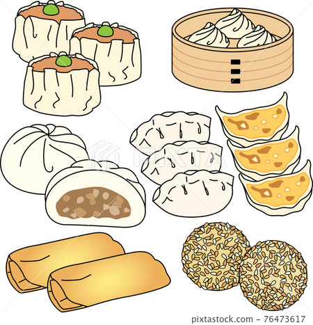 Illustrations of various dim sum and dim sum Illustrations of various dim sum and dim sum 76473617