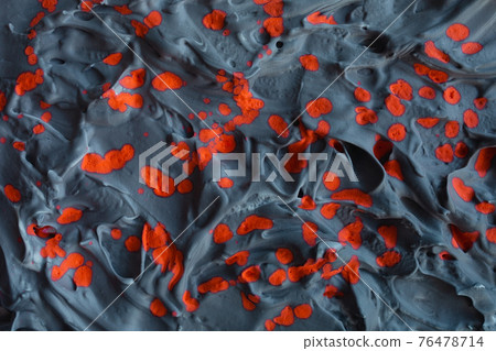 Gray embossed brutal background with bright orange splashes. Gray embossed brutal background with bright orange splashes. 76478714