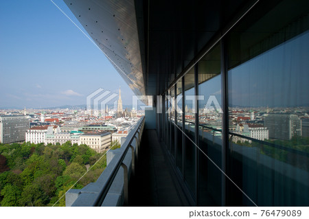 VIENNA, AUSTRIA - APR 29th, 2017: Beautiful view of famous St. Stephen's Cathedral Wiener Stephansdom at Stephansplatz in the early morning from a near by Hotel, aerial view VIENNA, AUSTRIA - APR 29th, 2017: Beautiful view of famous St. Stephen's Cathedral Wiener Stephansdom at Stephansplatz in the early morning from a near by Hotel, aerial view 76479089