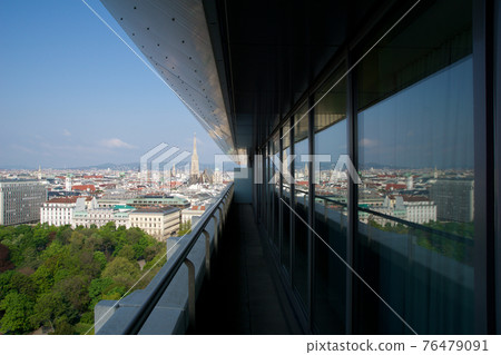VIENNA, AUSTRIA - APR 29th, 2017: Beautiful view of famous St. Stephen's Cathedral Wiener Stephansdom at Stephansplatz in the early morning from a near by Hotel, aerial view VIENNA, AUSTRIA - APR 29th, 2017: Beautiful view of famous St. Stephen's Cathedral Wiener Stephansdom at Stephansplatz in the early morning from a near by Hotel, aerial view 76479091