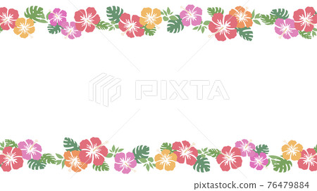 芙蓉花 line_frame_illustration material_16:9 76479884