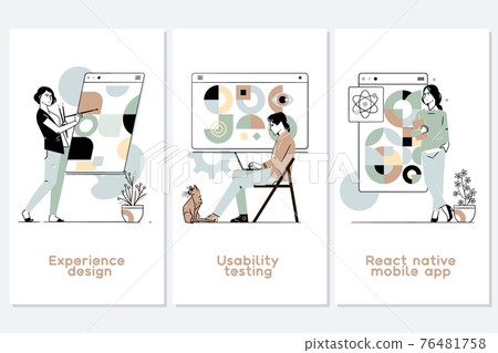 Mobile app development process abstract concept vector illustration set.Software API prototyping and testing background. Smartphone interface building process, mobile app build Mobile app development process abstract concept vector illustration set.Software API prototyping and testing background. Smartphone interface building process, mobile app build 76481758