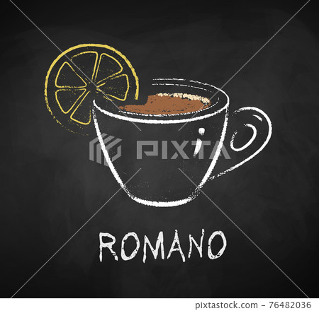 Chalk drawn illustration of Romano coffee Chalk drawn illustration of Romano coffee 76482036
