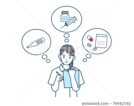 Writing medical records, nurses, veterinarians, female medical records, illustration materials 76482592