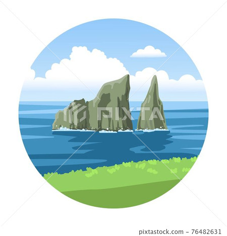 Kicker rock simple round illustration. Leon Dormido vector hand-drawn icon. 76482631