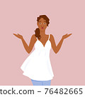 Confused black girl in casual dress 76482665