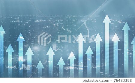 Double exposure Arrows Up Modern City Concept 2021 Double exposure Arrows Up Modern City Concept 2021 76483398